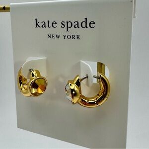 Kate Spade Keep Sparkling Round Huggie Earrings - Goldtone Sunrise NWT